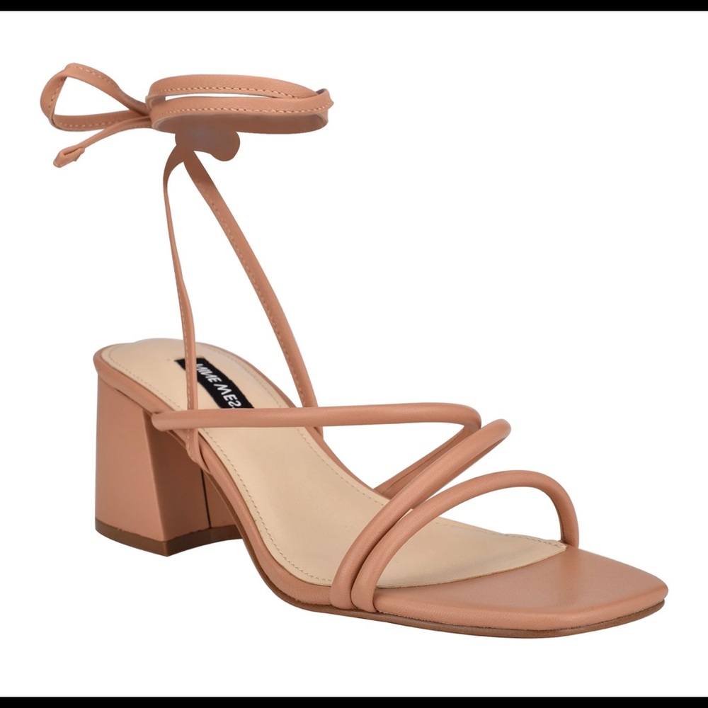 Nine West Gorg Ankle Wrap Block Heel Sandals